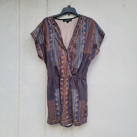 Jealous Tomato Tribal Print Faux Suede Texture Romper Women's size small - Picture 1 of 4